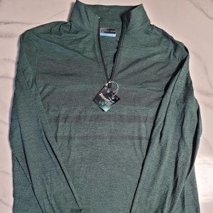PGA Tour Men's Green Long-Sleeve 1/4-Zip Pullover Golf Sweater Size Large NWT